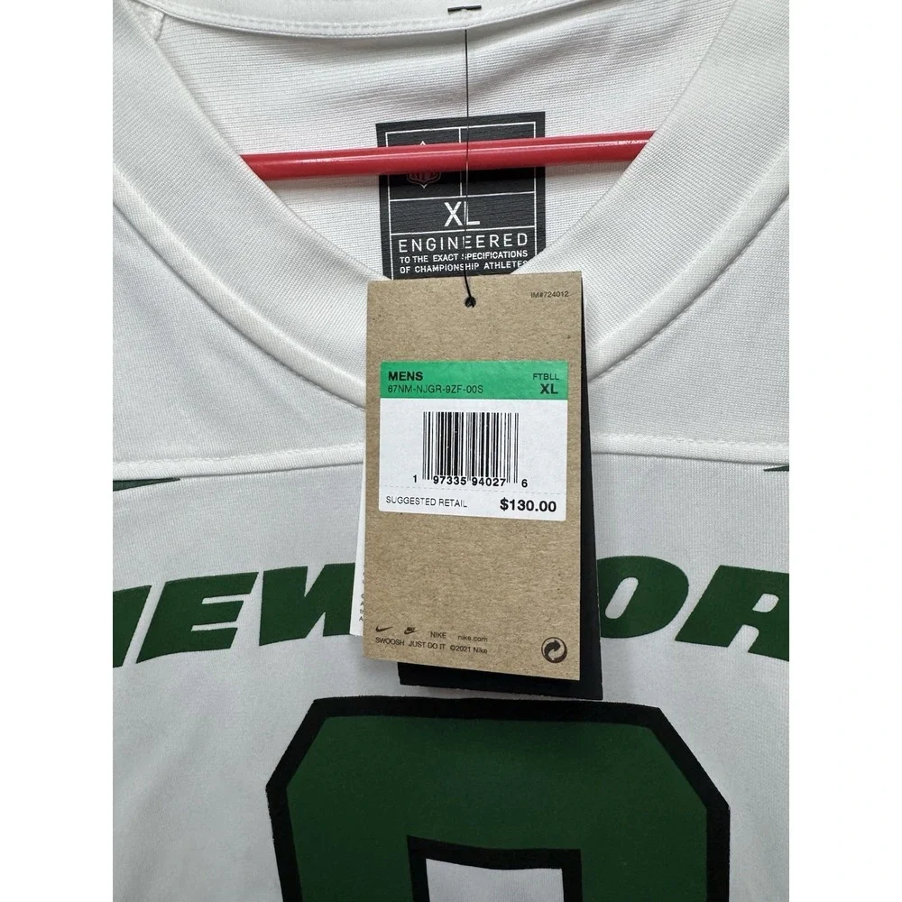 New Men's New York Jets Aaron Rodgers White Nike Game Jersey Size XL Retail $130